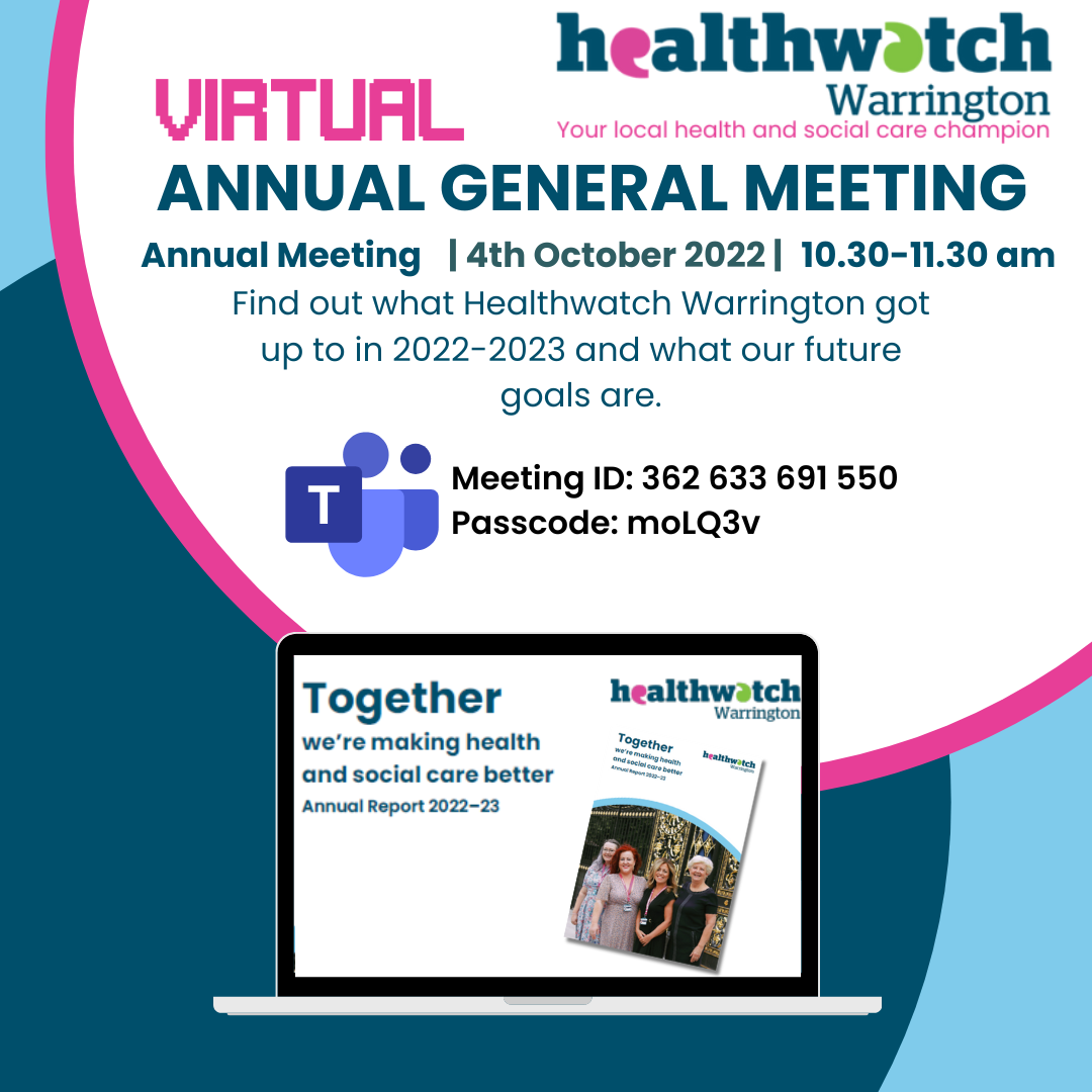 Healthwatch Warrington Virtual Annual Meeeting 2023